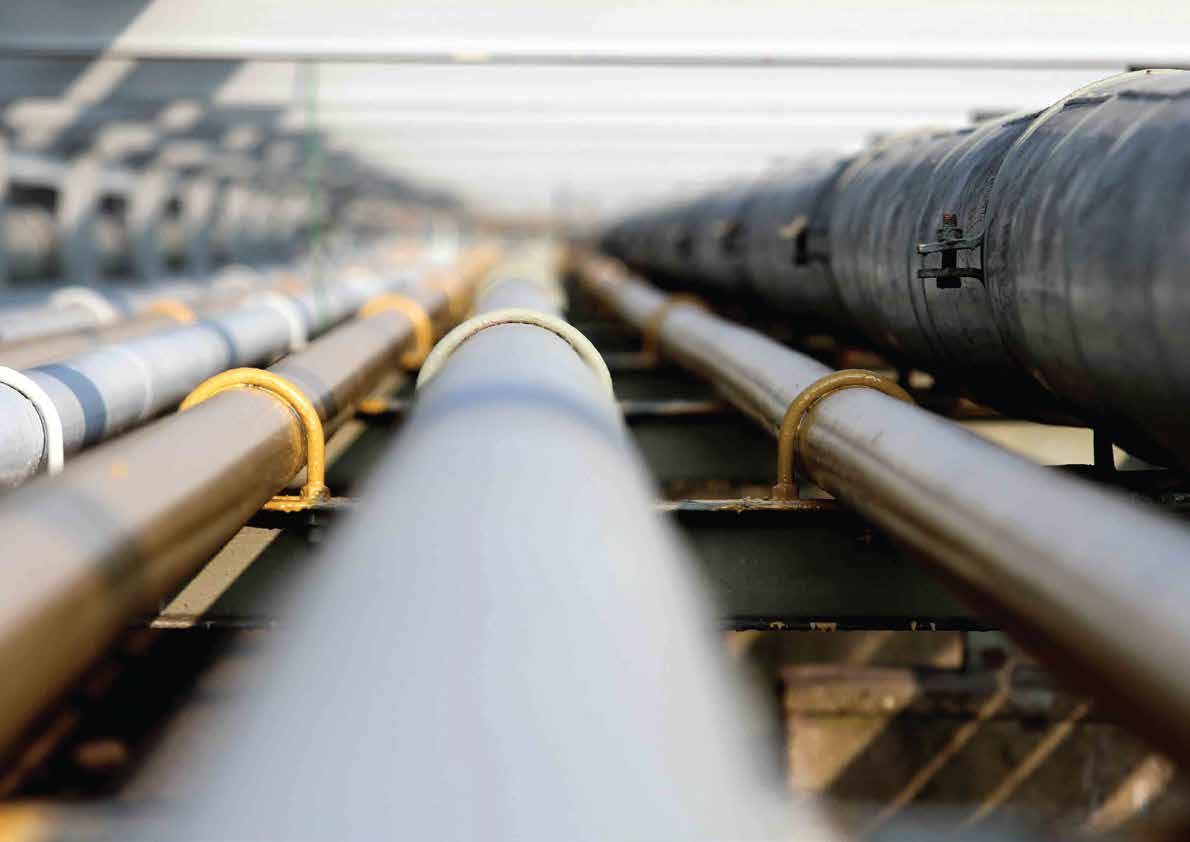 Parallel rows of pipeline on supports