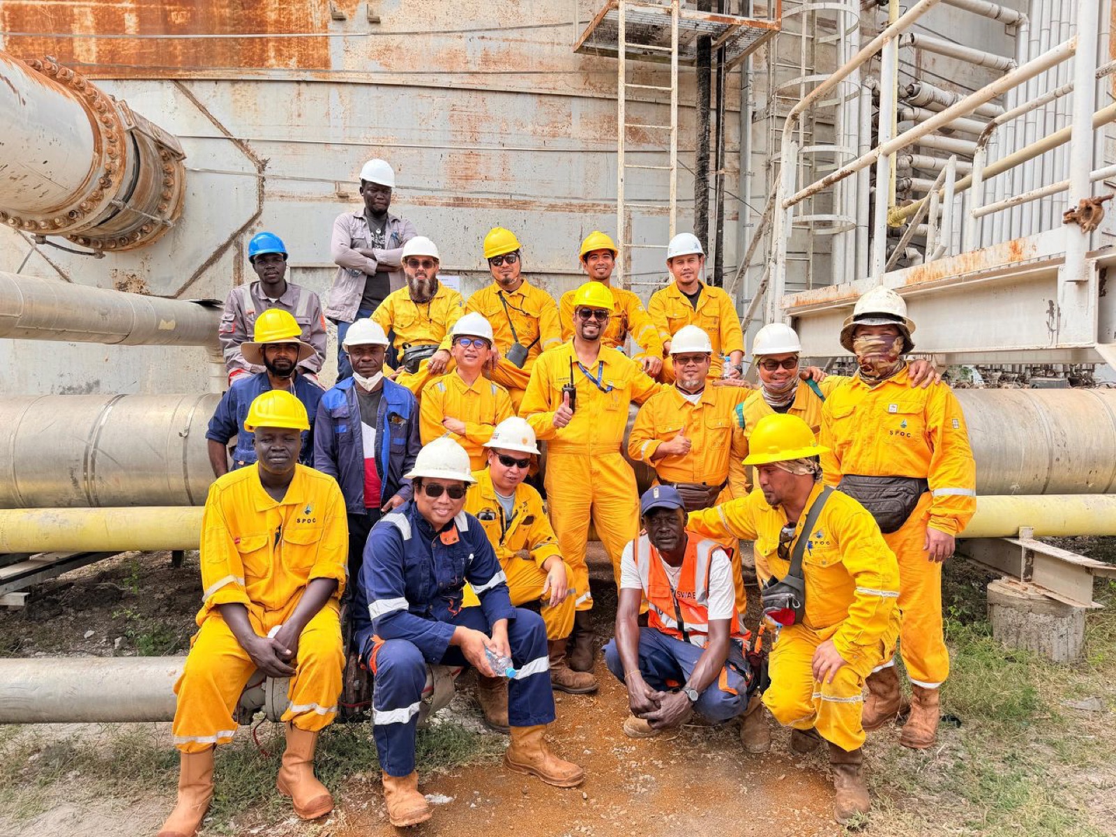 SWAED crew in PPE assembled before the day's tank work